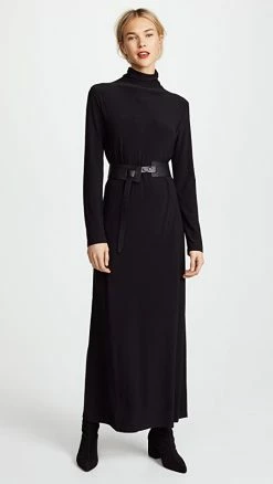 Hot Sale ???? Norma Kamali Kamali Kulture Go Turtleneck Maxi ???? Dress Black ????