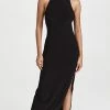 Buy ???? Norma Kamali Halter Turtle Side Slit Gown Black ????
