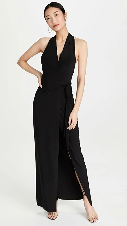 Deals ???? Norma Kamali Halter Wrap Straight Gown Black ???? 1 Deals ???? Norma Kamali Halter Wrap Straight Gown Black ????