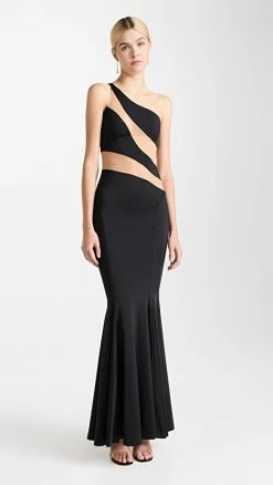Best Pirce ???? Norma Kamali Snake Mesh Fishtail Gown Black/Nude Mesh ????