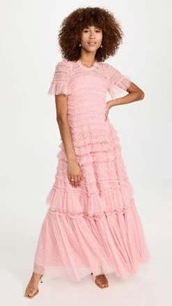Coupon ❤️ Needle & Thread Valentine Ruffle Gown Rose Pink ????