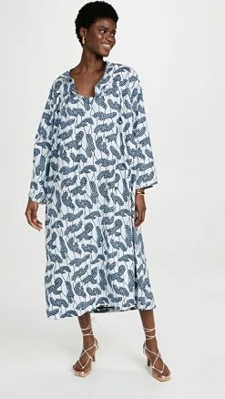 Best deal ???? Odile Jacobs Long Sleeve ???? Dress Blue/White ✔️