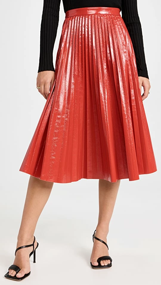 Brand new ???? Proenza Schouler White Label Faux Leather Pleated Midi ???? Skirt Persimmon ???? 1 Brand new ???? Proenza Schouler White Label Faux Leather Pleated Midi ???? Skirt Persimmon ????