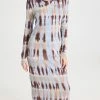 New ???? Raquel Allegra Fitted Long Sleeve ???? Dress Grey Hills Forms Tie Dye ????