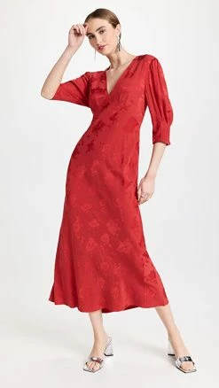 Discount ✔️ RIXO Zadie ???? Dress Red Poppy Jacquard ????