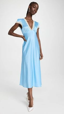 Deals ???? RIXO Clarice Slip ???? Dress Steel Blue ????