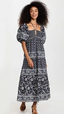 Best Sale ???? Sea Puff Sleeve Tiered ???? Dress Black ????