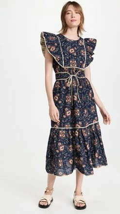 Discount ???? Sea Flutter Sleeve Quilted ???? Dress Navy ????