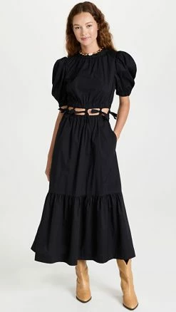 Top 10 ???? Sea Puff Sleeve Cut-Out ???? Dress Black ????
