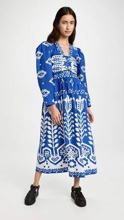 Outlet ???? Sea Sonia Print Long Sleeve ???? Dress Blue ????