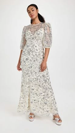 New ???? Self Portrait Champagne Sequined Maxi ???? Dress ❤️