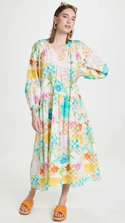 Hot Sale ???? SIEDRES Palm Maxi ???? Dress Multi ????