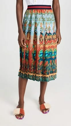 Budget ???? Stella Jean Elastic Waist Midi ???? Skirt Red/Blue Multi ✨