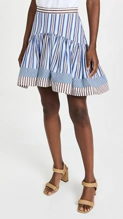 Wholesale ???? Silvia Tcherassi Aryana ???? Skirt Celeste Brown Stripes ✨
