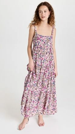 Hot Sale ???? Sokie Collective The Dip Low Maxi ???? Dress Light Pink Floral ????