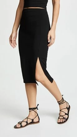Top 10 ⭐ Susana Monaco High Waist Slit ???? Skirt Black ⌛