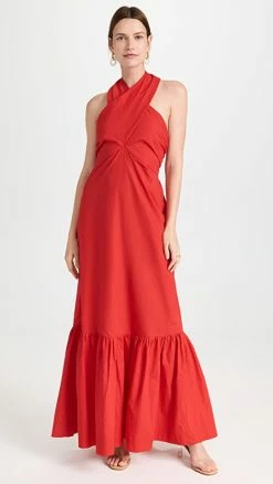 Cheap ⌛ SWF Crossover Halter Maxi ???? Dress Rose ????