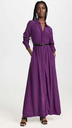 Top 10 ???? SWF Long Sleeve Button Up Maxi ???? Dress Plum ????
