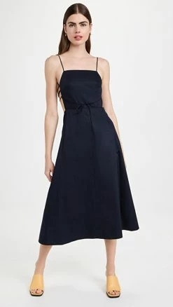 Outlet ???? Tibi Poplin Strappy ???? Dress Dark Navy ????