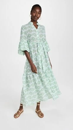 Promo ❤️ Temptation Positano Bubble Sleeve Long ???? Dress Garden Green ⌛