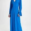 Buy ⭐ Victoria Beckham V Neck Fit And Flare ???? Dress Bright Blue ????