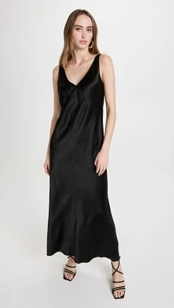Cheap ???? Vince V Neck Maxi Slip ???? Dress Black ⭐