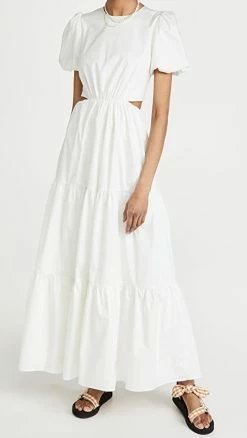 Best reviews of ❤️ WAYF Plaza Cut Out Tiered Maxi ???? Dress Ivory ????