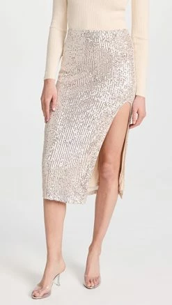 Flash Sale ✔️ Young Fabulous & Broke Pierre Sequin Pencil ???? Skirt Champagne ⌛