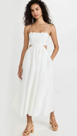 Cheap ???? Zimmermann Jude Scallop Midi ???? Dress Ivory ????