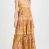 Outlet ???? Zimmermann Pattie Tie Shoulder ???? Dress Mustard Floral ????