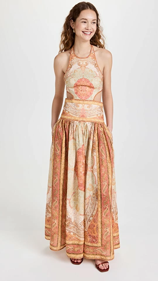 Hot Sale ???? Zimmermann Anneke Cutout Long ???? Dress Orange Paisley ???? 2 Hot Sale ???? Zimmermann Anneke Cutout Long ???? Dress Orange Paisley ???? - Image 2