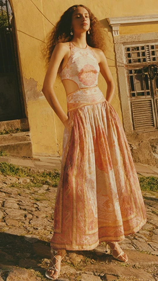 Hot Sale ???? Zimmermann Anneke Cutout Long ???? Dress Orange Paisley ???? 1 Hot Sale ???? Zimmermann Anneke Cutout Long ???? Dress Orange Paisley ????
