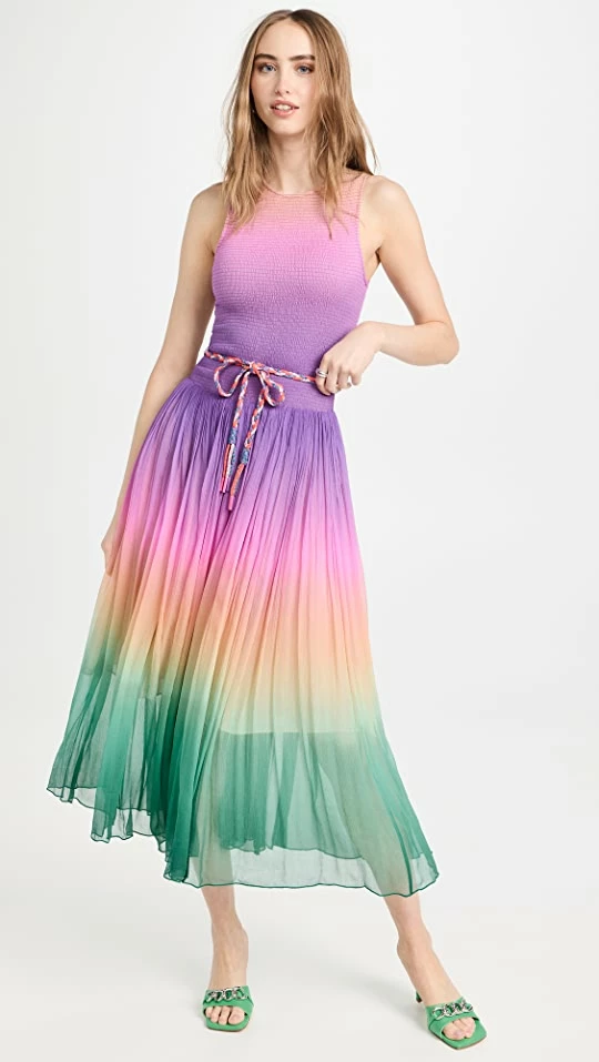 Wholesale ???? Zimmermann Cira Shirred Midi ???? Dress Green Purple Ombre ⭐ 1 Wholesale ???? Zimmermann Cira Shirred Midi ???? Dress Green Purple Ombre ⭐